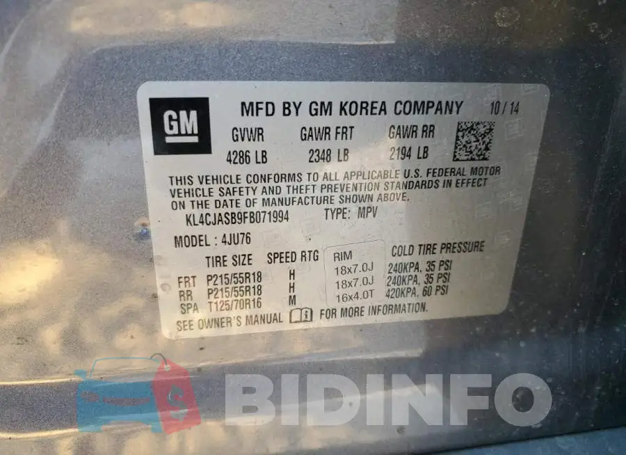 KL4CJASB9FB071994 Photo# 12