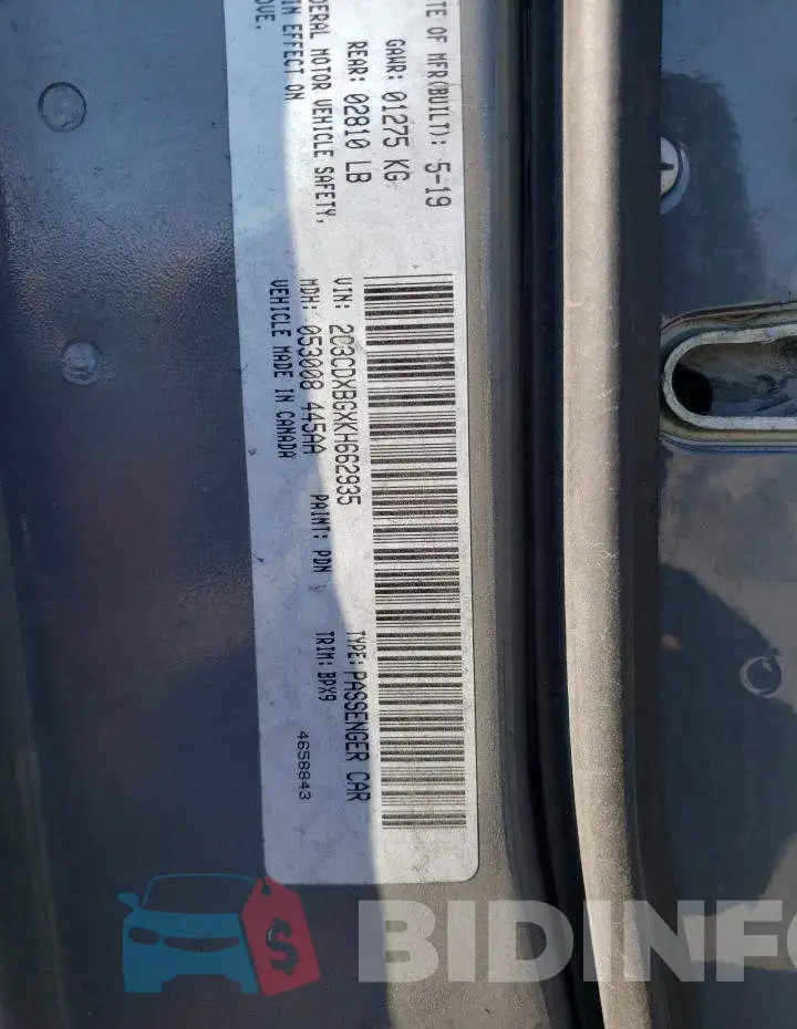 2C3CDXBGXKH662935 Photo# 12