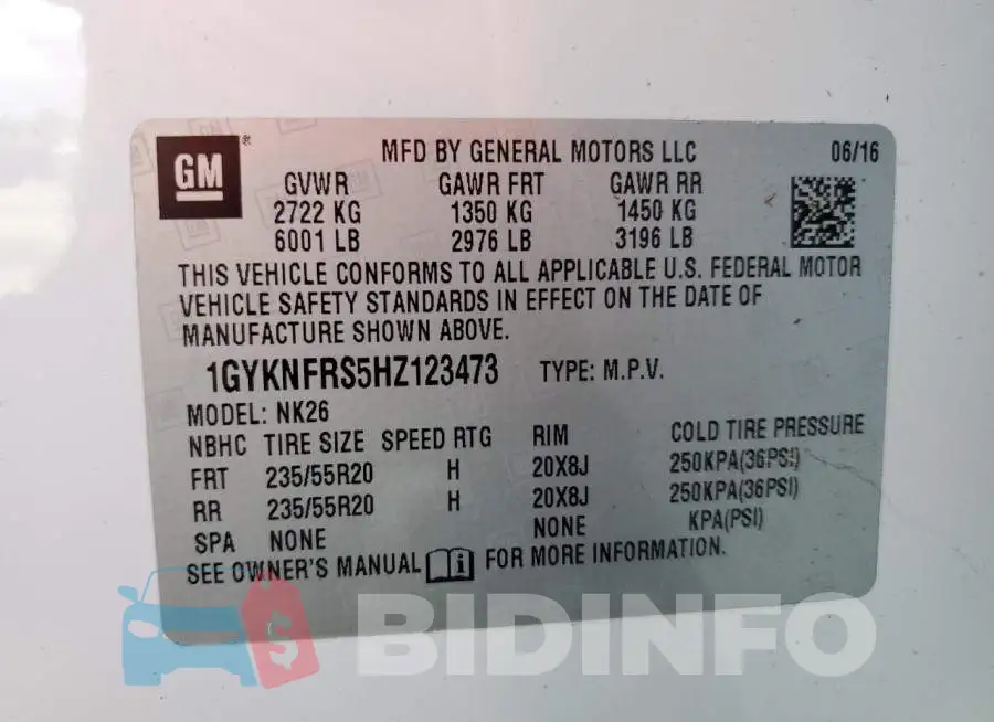 1GYKNFRS5HZ123473 Photo# 13