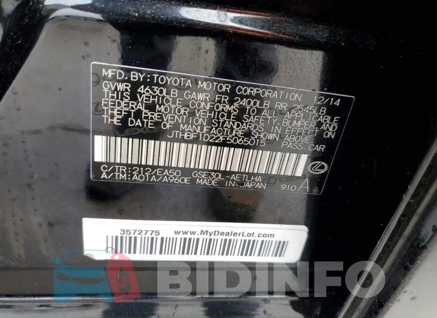 JTHBF1D22F5065015 Photo# 12