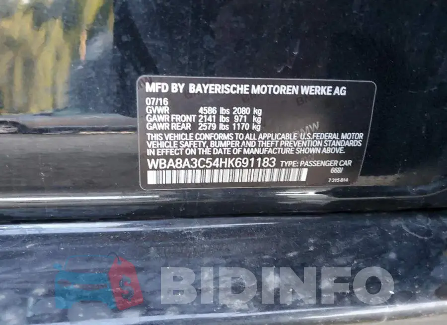 WBA8A3C54HK691183 Photo# 12