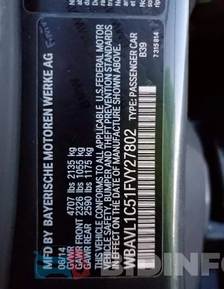 WBAVL1C51FVY27802 Photo# 12
