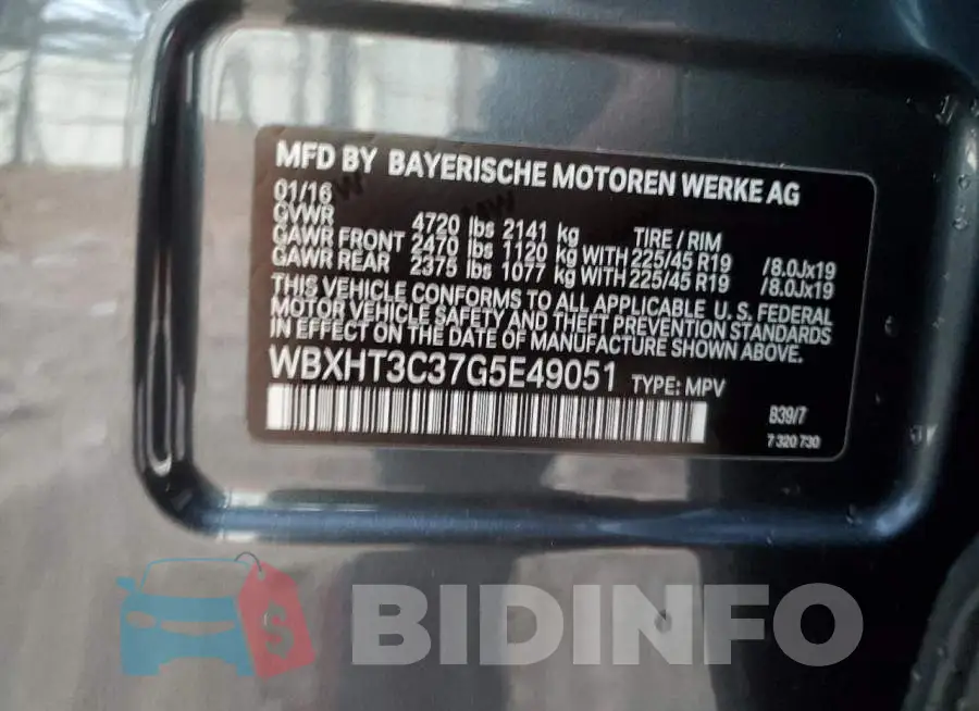WBXHT3C37G5E49051 Photo# 12