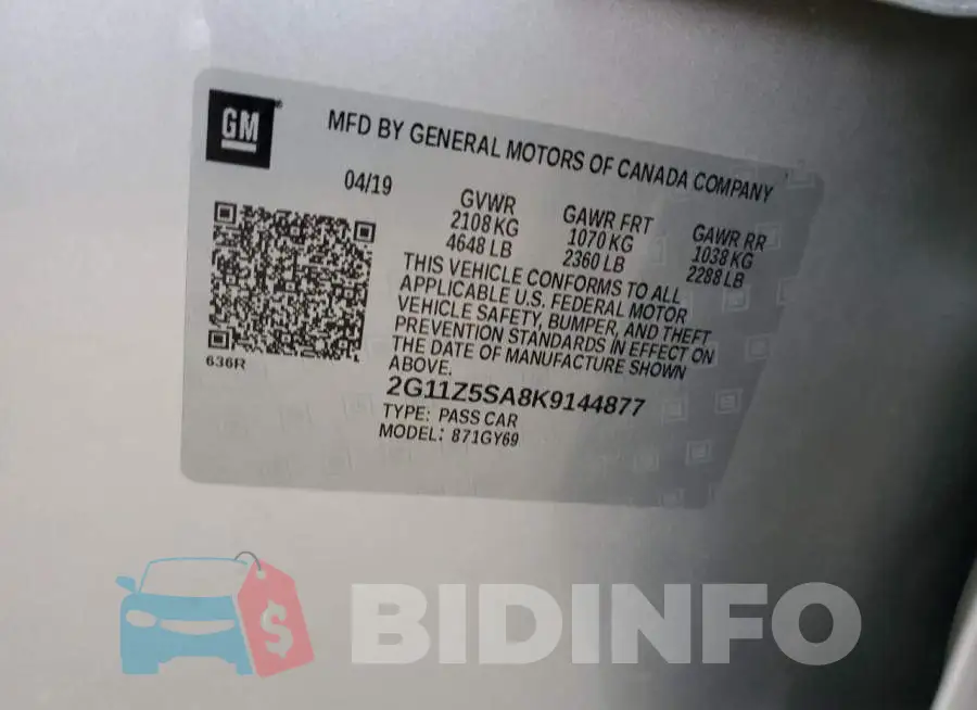 2G11Z5SA8K9144877 Photo# 12