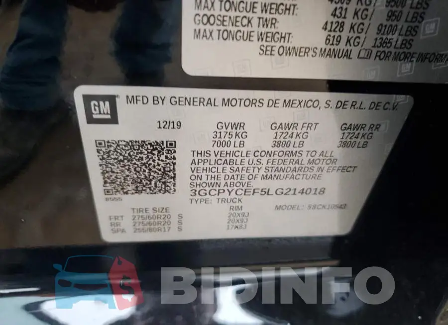 3GCPYCEF5LG214018 Photo# 13