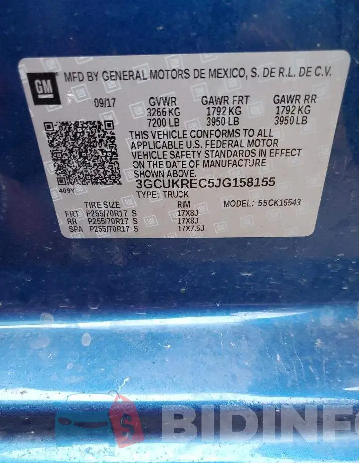 3GCUKREC5JG158155 Photo# 12