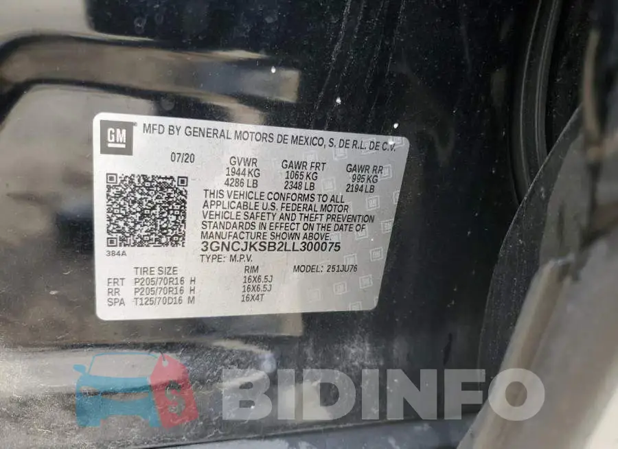 3GNCJKSB2LL300075 Photo# 13