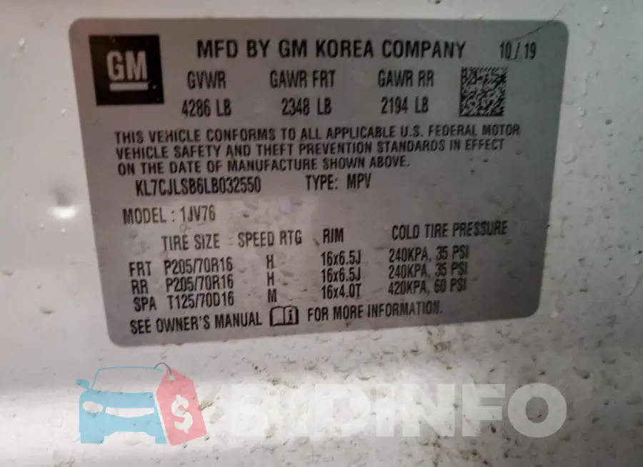 KL7CJLSB6LB032550 Photo# 13