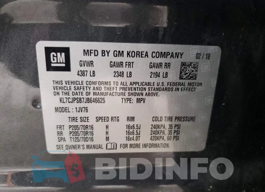 KL7CJPSB7JB646625 Photo# 13