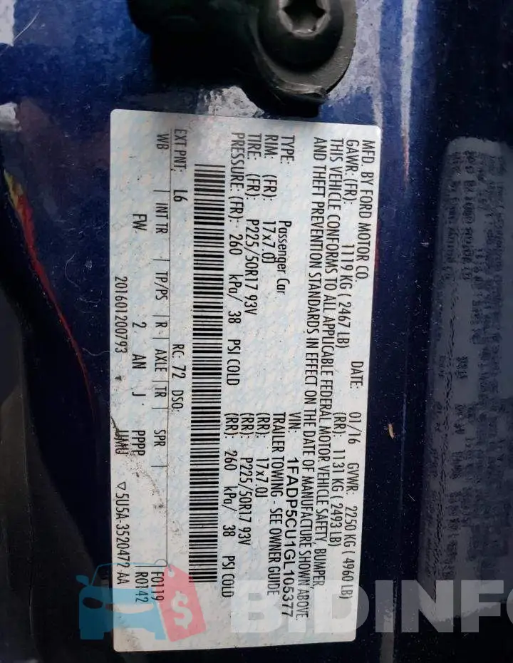 1FADP5CU1GL105377 Photo# 12
