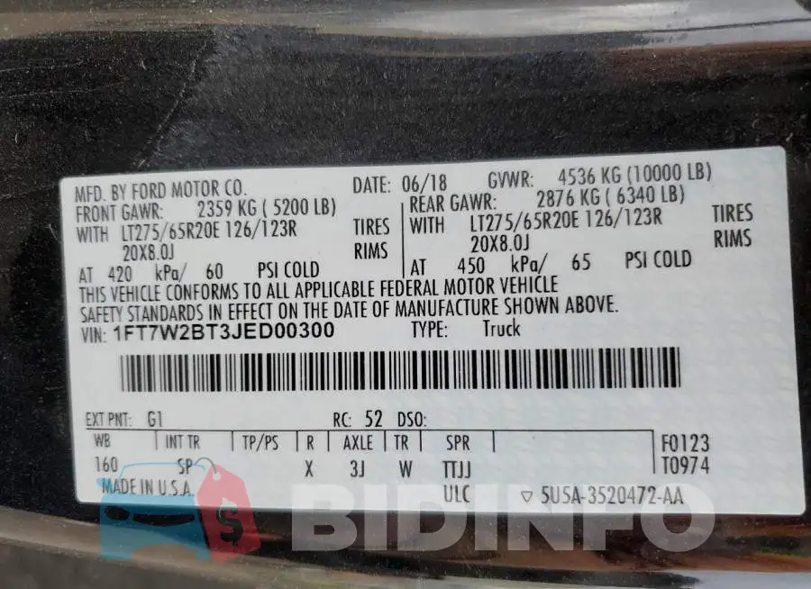 1FT7W2BT3JED00300 Photo# 12