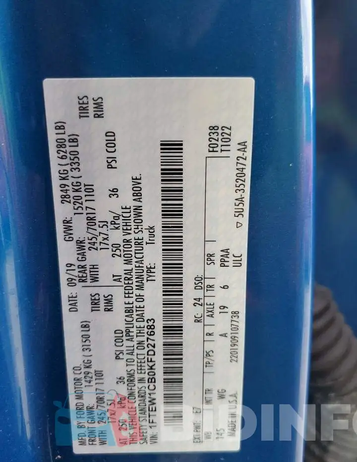 1FTEW1CB0KFD27683 Photo# 12