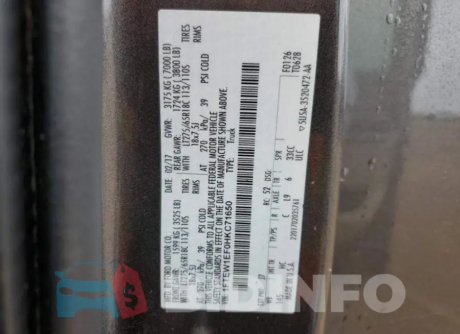 1FTEW1EF0HKC71650 Photo# 12