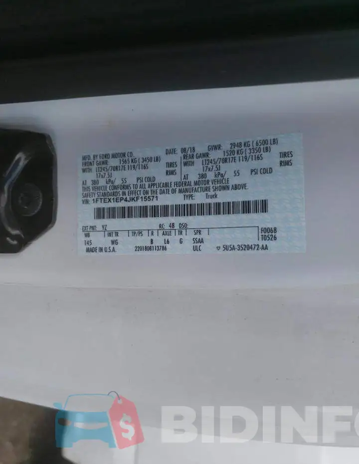 1FTEX1EP4JKF15571 Photo# 12