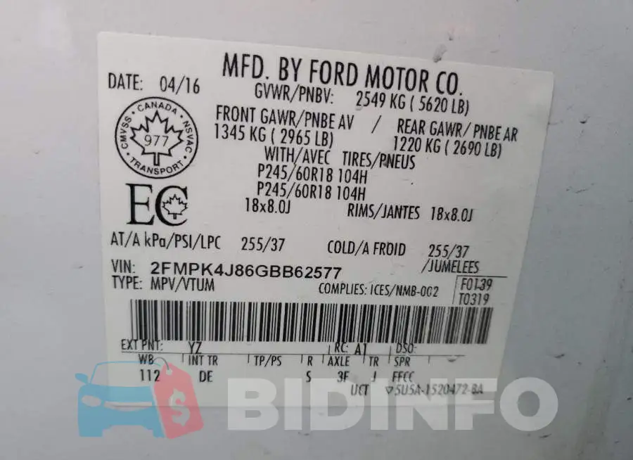 2FMPK4J86GBB62577 Photo# 13