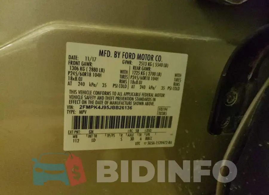 2FMPK4J95JBB26136 Photo# 12