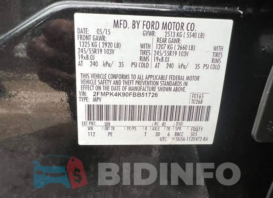 2FMPK4K90FBB51726 Photo# 10