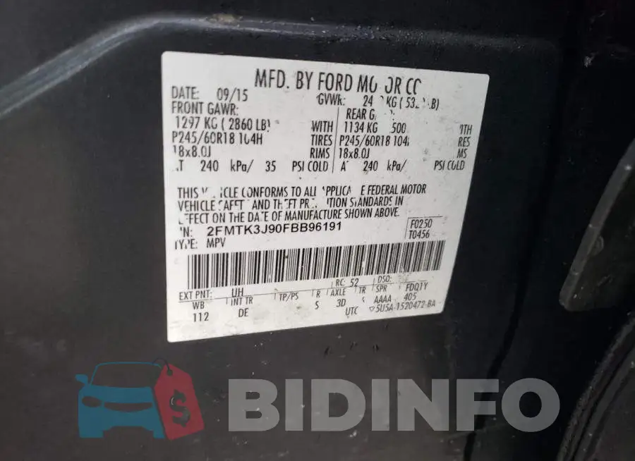 2FMTK3J90FBB96191 Photo# 14
