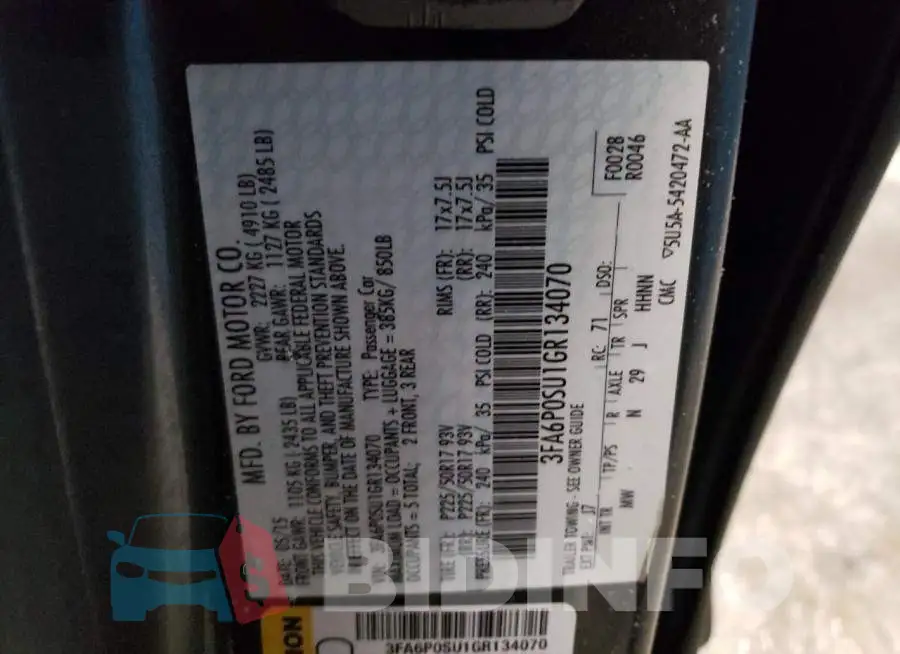 3FA6P0SU1GR134070 Photo# 12