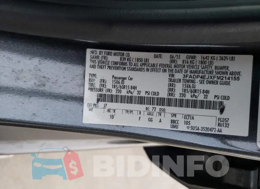 3FADP4EJXFM214155 Photo# 12