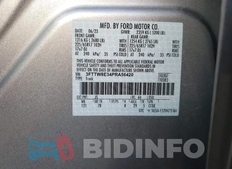 3FTTW8E34PRA56420 Photo# 12
