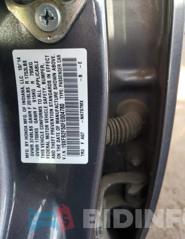 19XFB2F50FE004780 Photo# 12