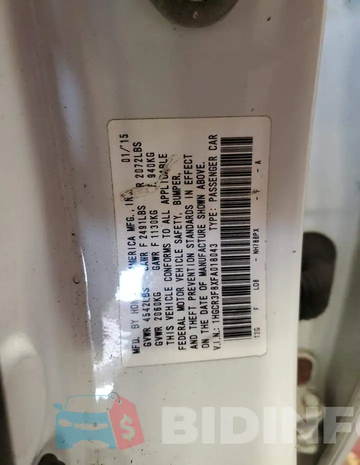 1HGCR3F8XFA018043 Photo# 13