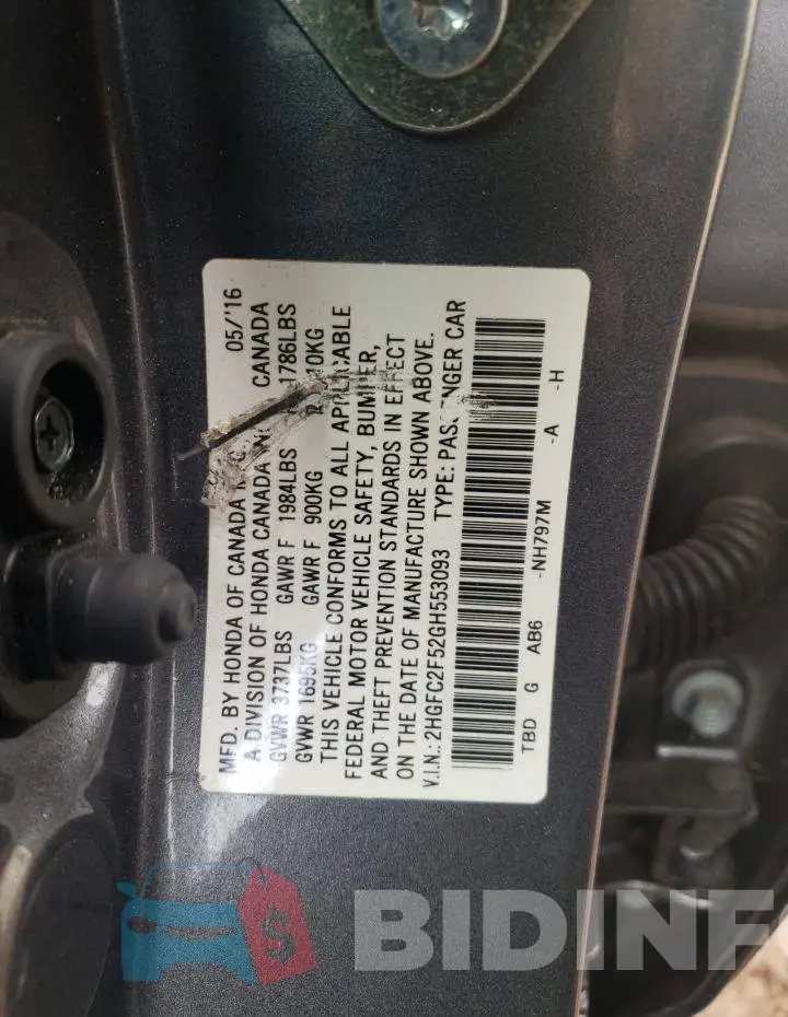 2HGFC2F52GH553093 Photo# 12