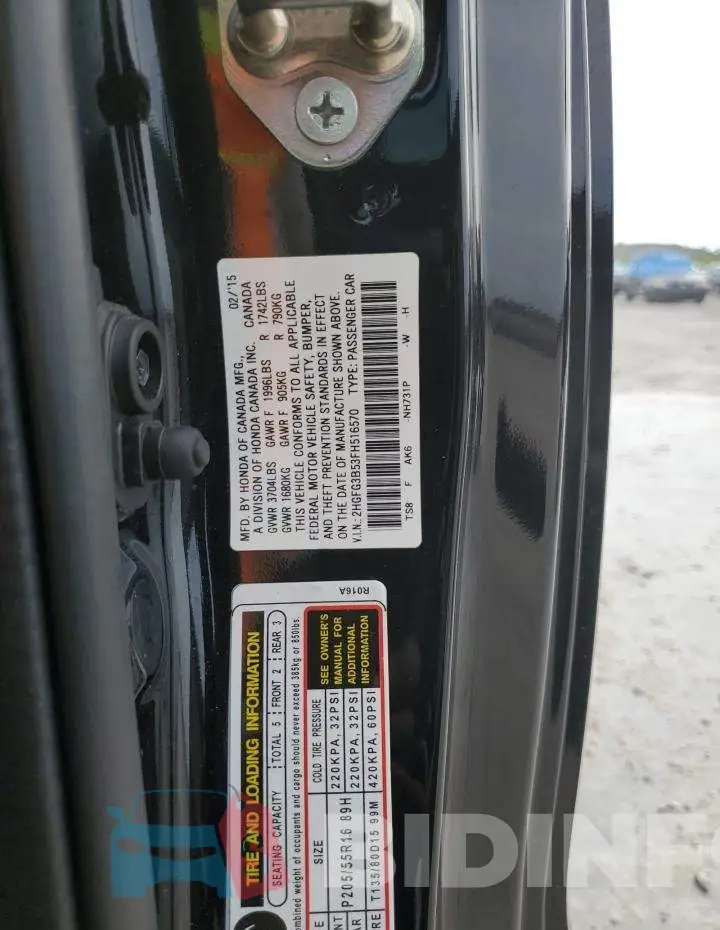 2HGFG3B53FH516570 Photo# 12