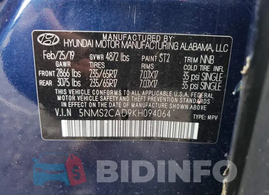 5NMS2CAD9KH094064 Photo# 13