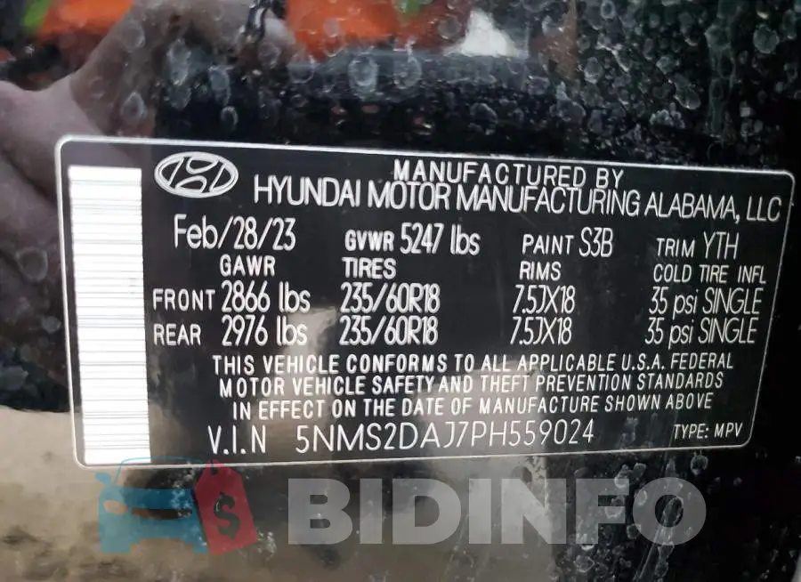 5NMS2DAJ7PH559024 Photo# 14