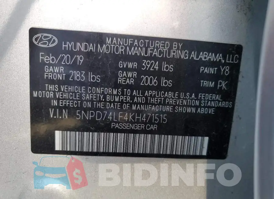 5NPD74LF4KH471515 Photo# 12