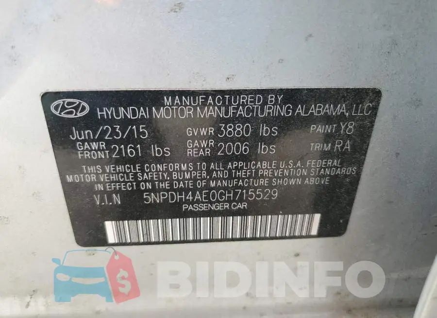 5NPDH4AE0GH715529 Photo# 12