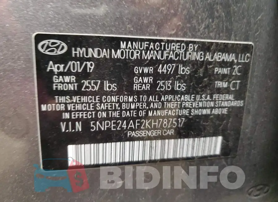5NPE24AF2KH787517 Photo# 12