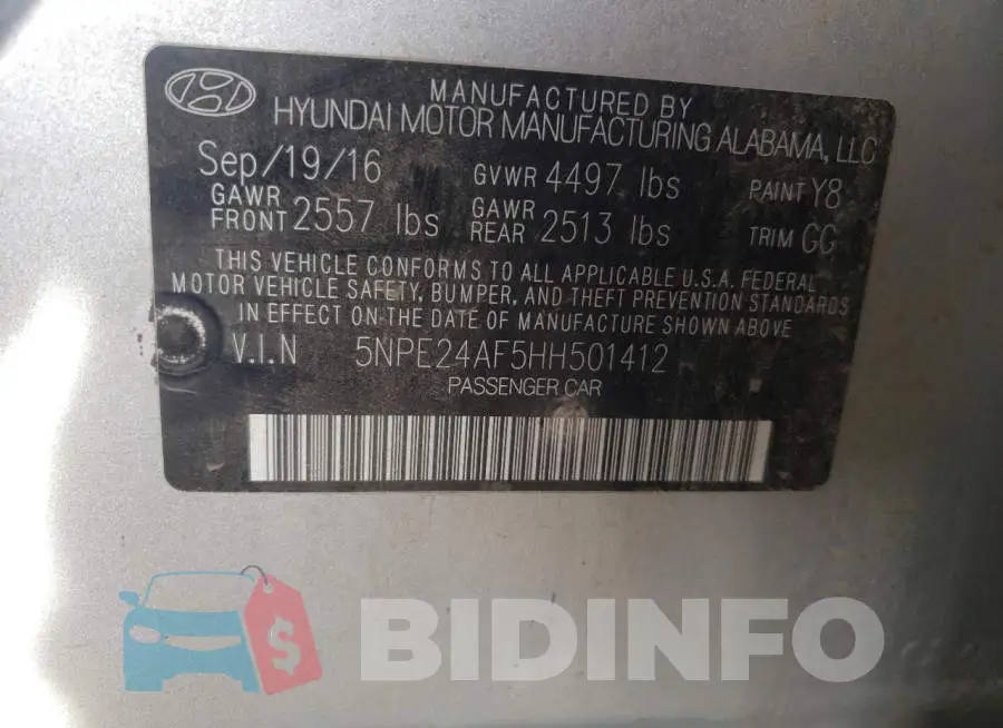 5NPE24AF5HH501412 Photo# 13