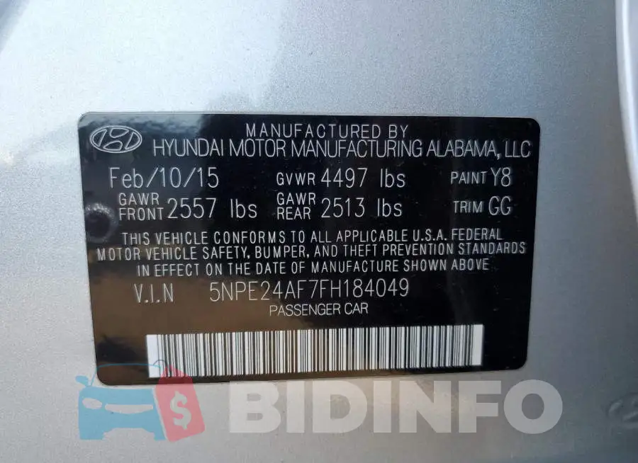 5NPE24AF7FH184049 Photo# 12