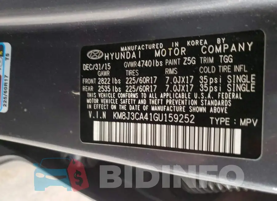 KM8J3CA41GU159252 Photo# 12