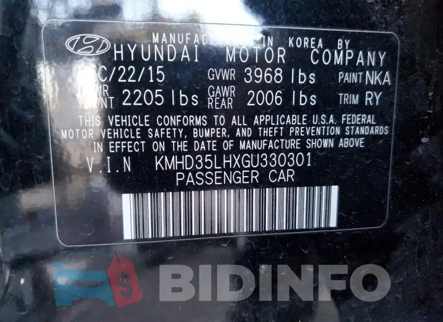 KMHD35LHXGU330301 Photo# 12