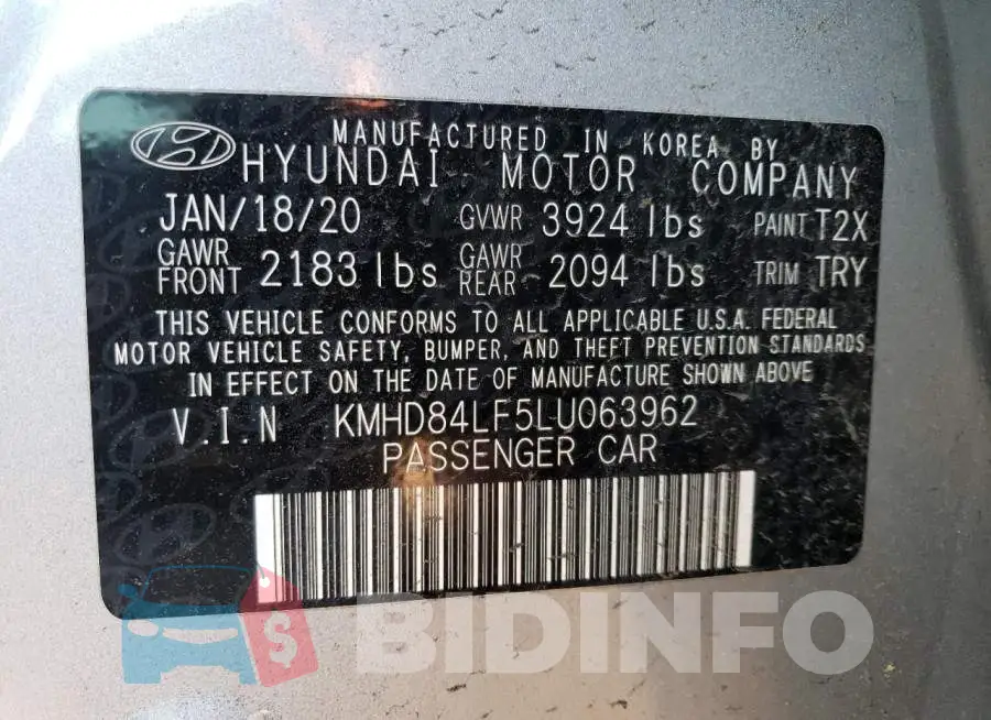 KMHD84LF5LU063962 Photo# 12