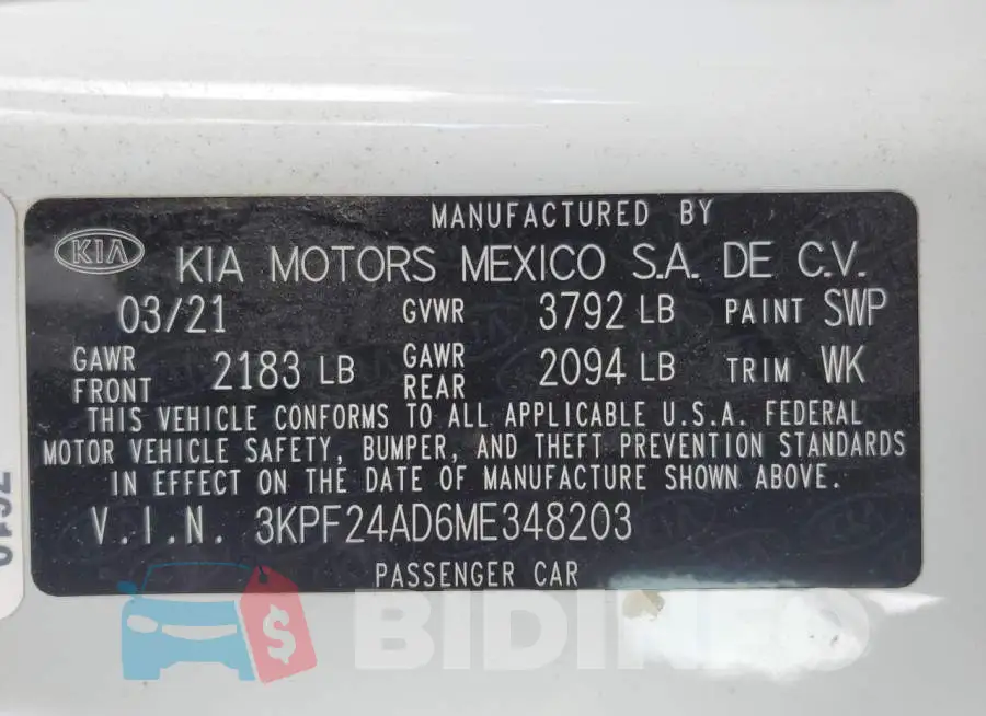 3KPF24AD6ME348203 Photo# 13