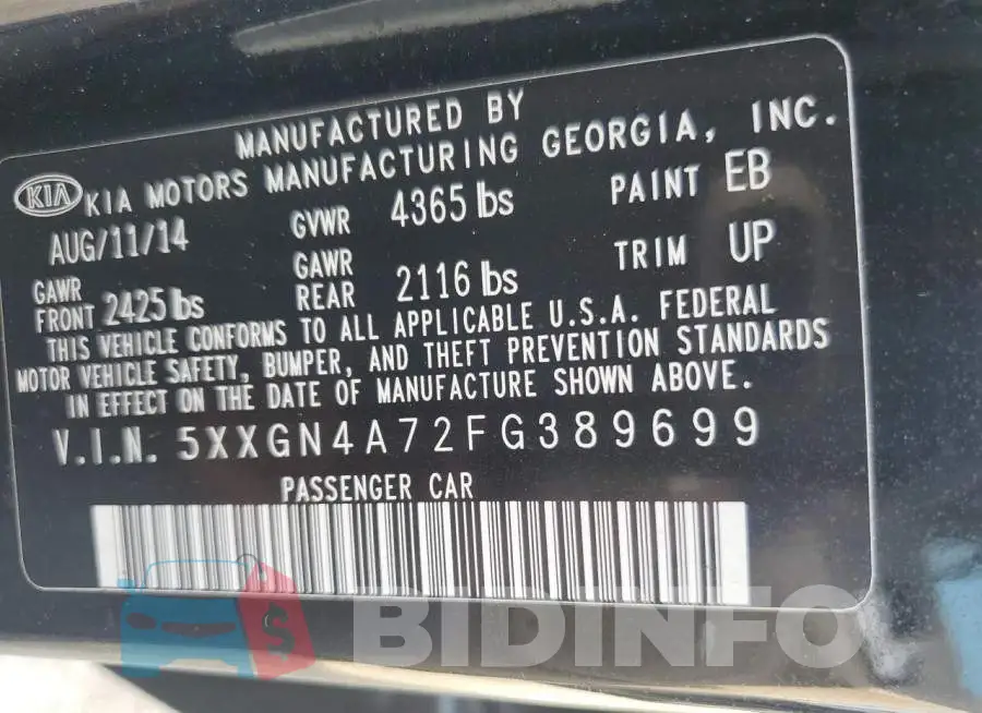 5XXGN4A72FG389699 Photo# 13
