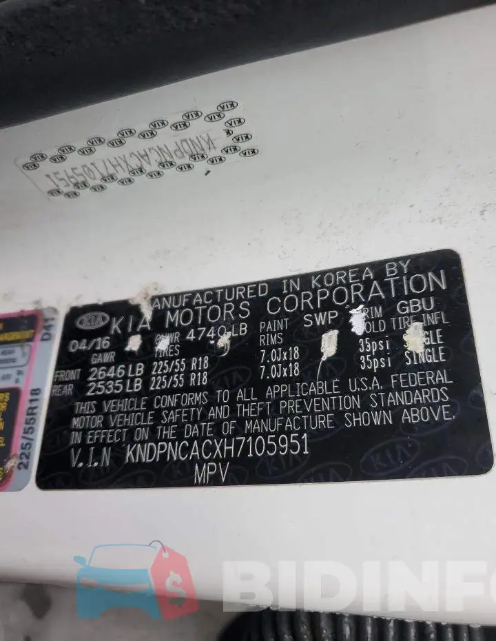 KNDPNCACXH7105951 Photo# 13