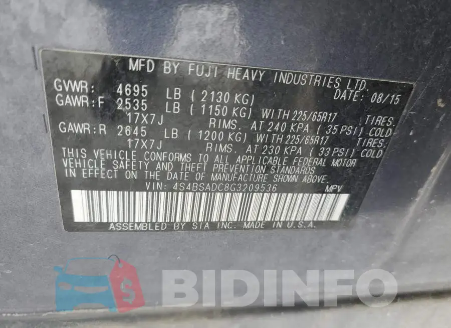 4S4BSADC8G3209536 Photo# 13