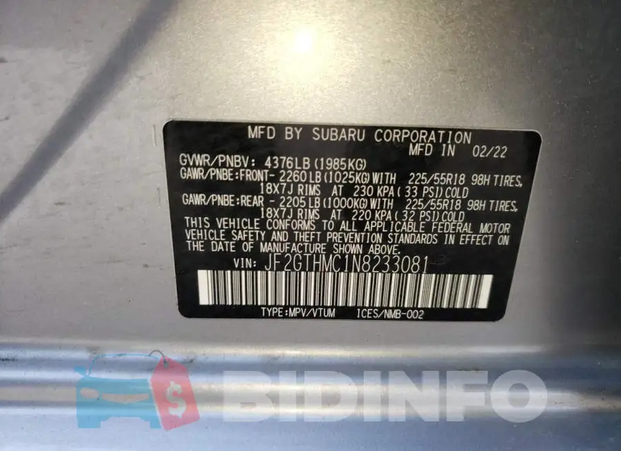 JF2GTHMC1N8233081 Photo# 13