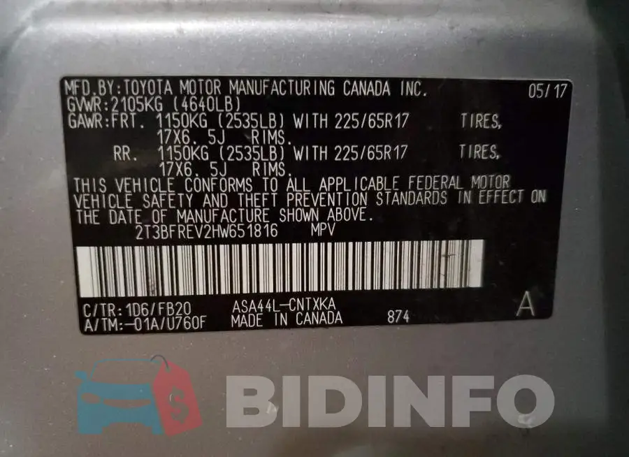 2T3BFREV2HW651816 Photo# 13