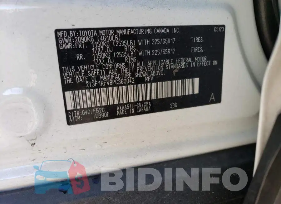 2T3F1RFV8PC360042 Photo# 14