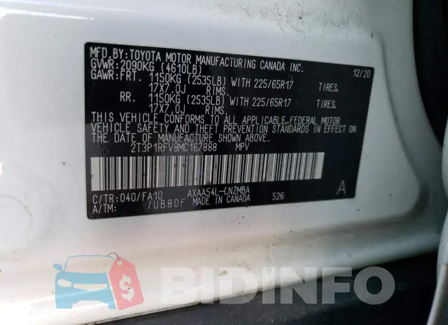 2T3P1RFV8MC167888 Photo# 14