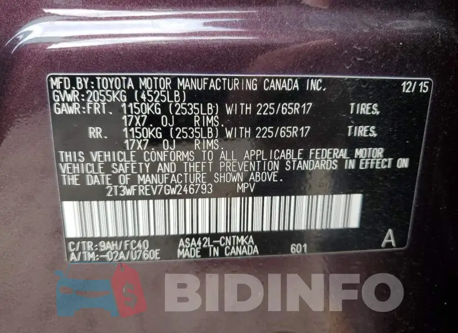 2T3WFREV7GW246793 Photo# 12