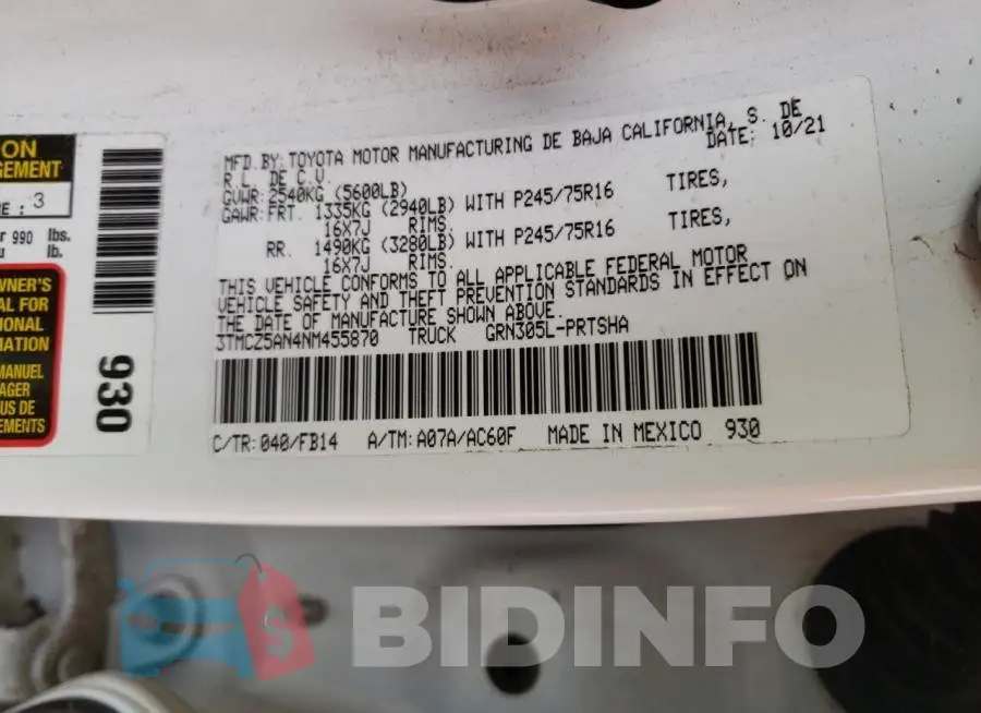 3TMCZ5AN4NM455870 Photo# 12