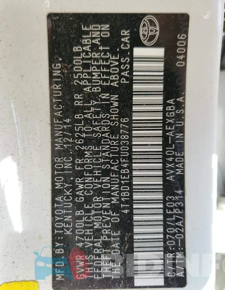 4T1BD1EB4FU038776 Photo# 12